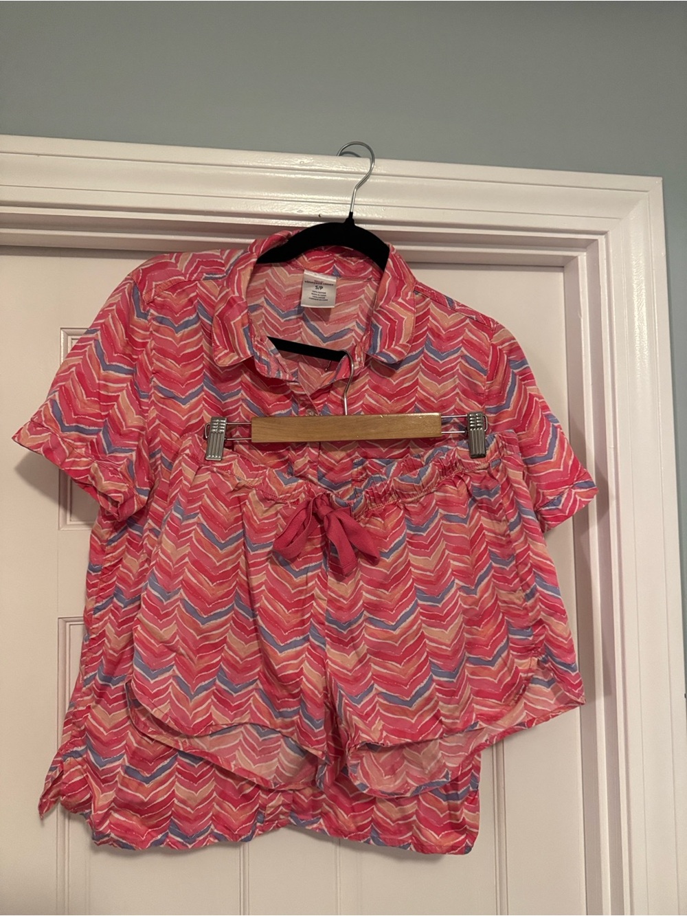 Vineyard Vines Pajama Set Chevron Button-Up S/S Shirt and Drawstring Shorts